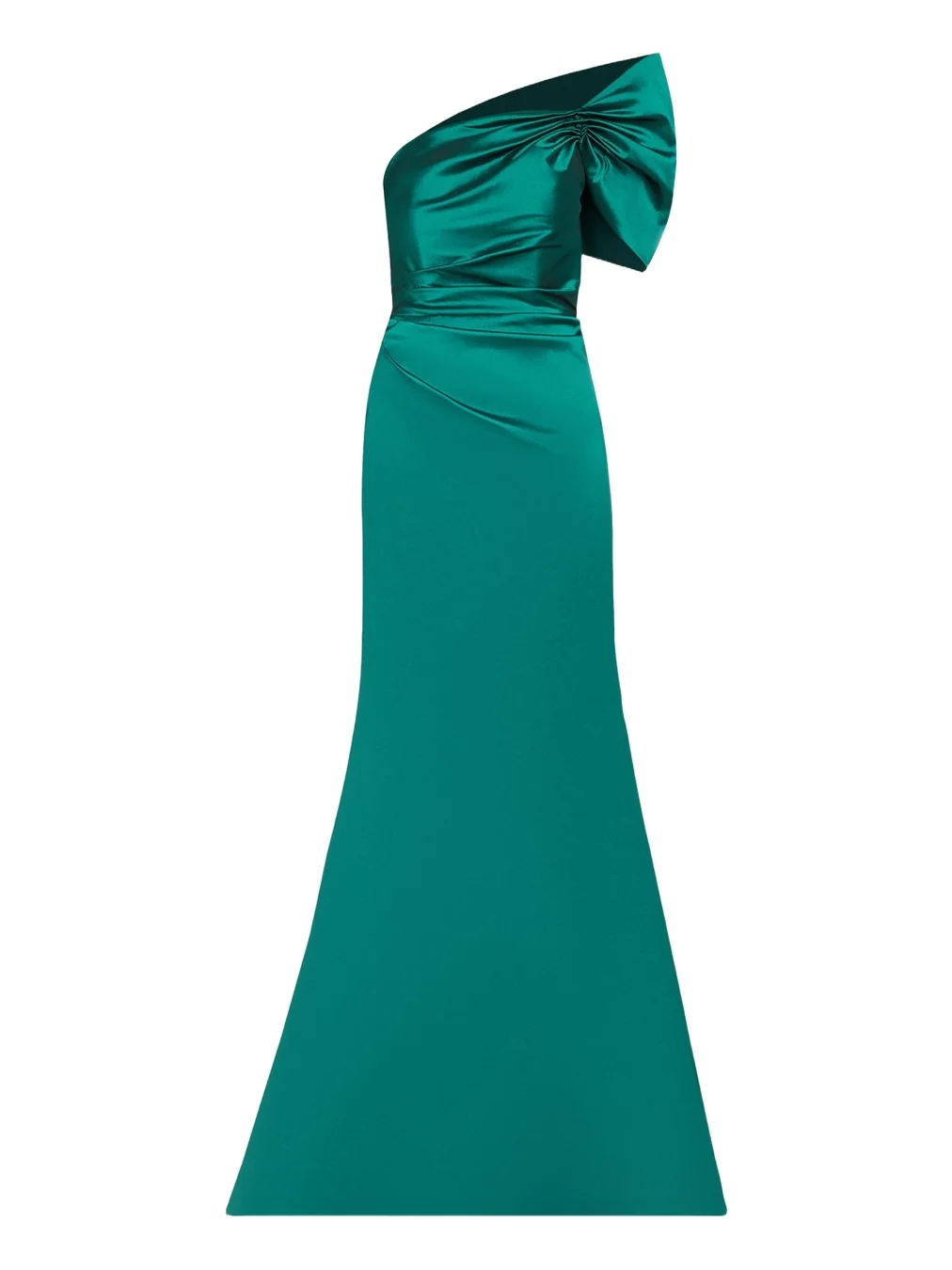 One Shoulder Ruched Taffeta Gown
