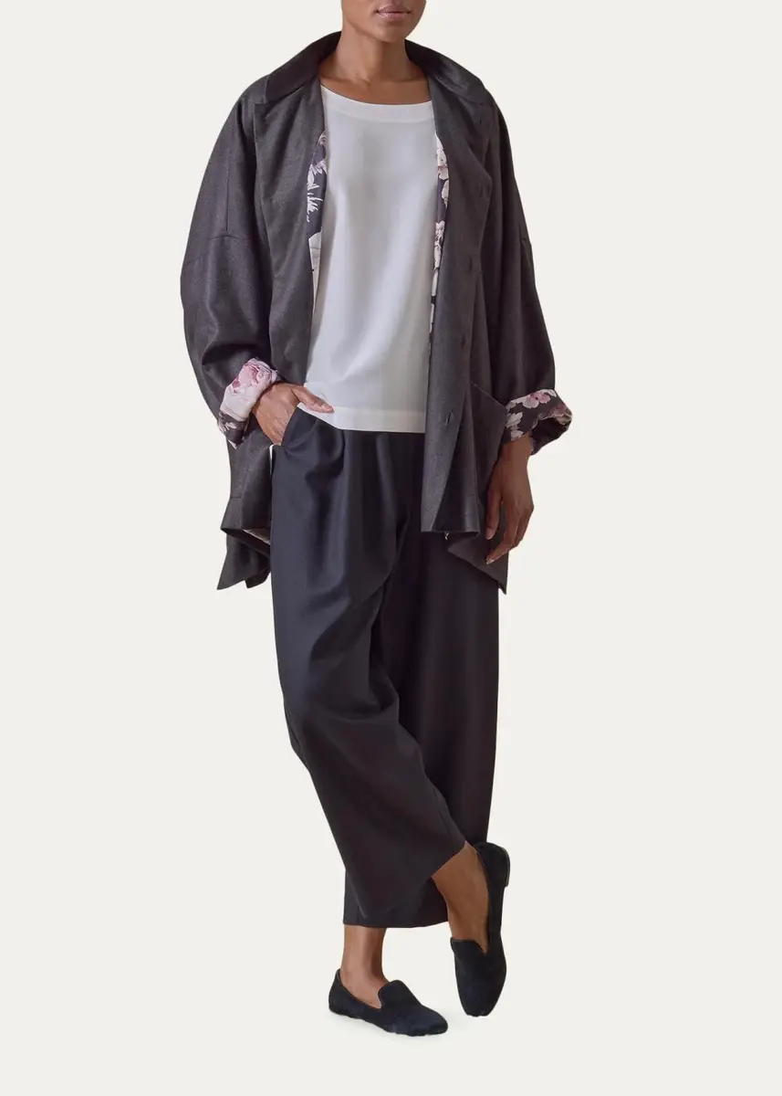 Eskandar Silk Cashmere Mandarin Jacket - Long | Thumbnail 2