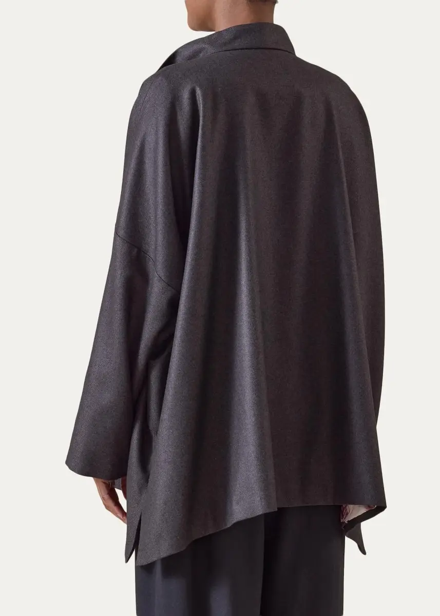 Eskandar Silk Cashmere Mandarin Jacket - Long | Thumbnail 3