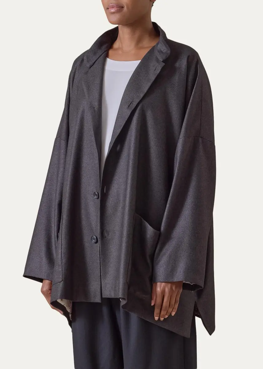 Eskandar Silk Cashmere Mandarin Jacket - Long | Thumbnail 4