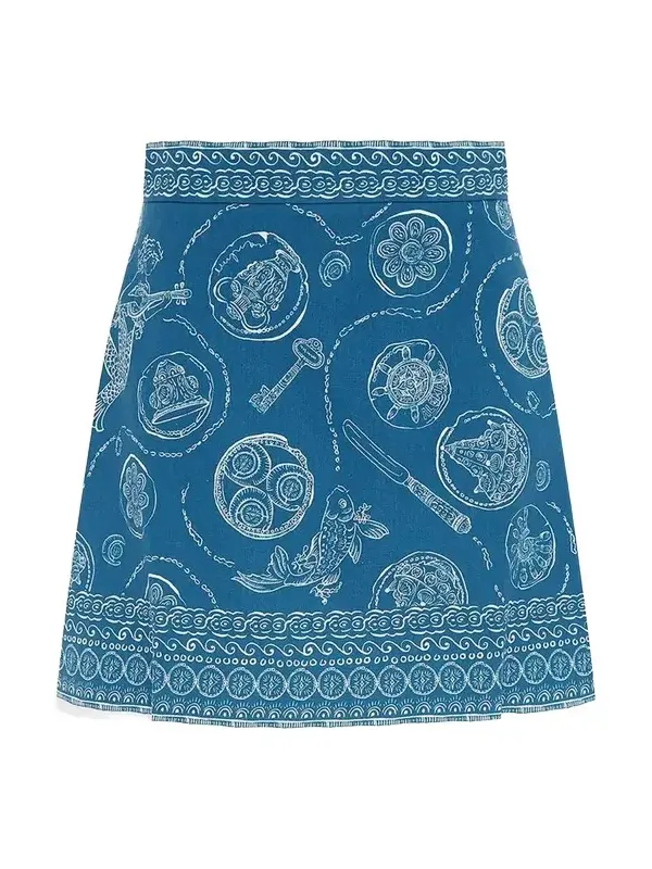 Lucky Printed Linen Mini Skirt Lucky Printed Linen Mini Skirt