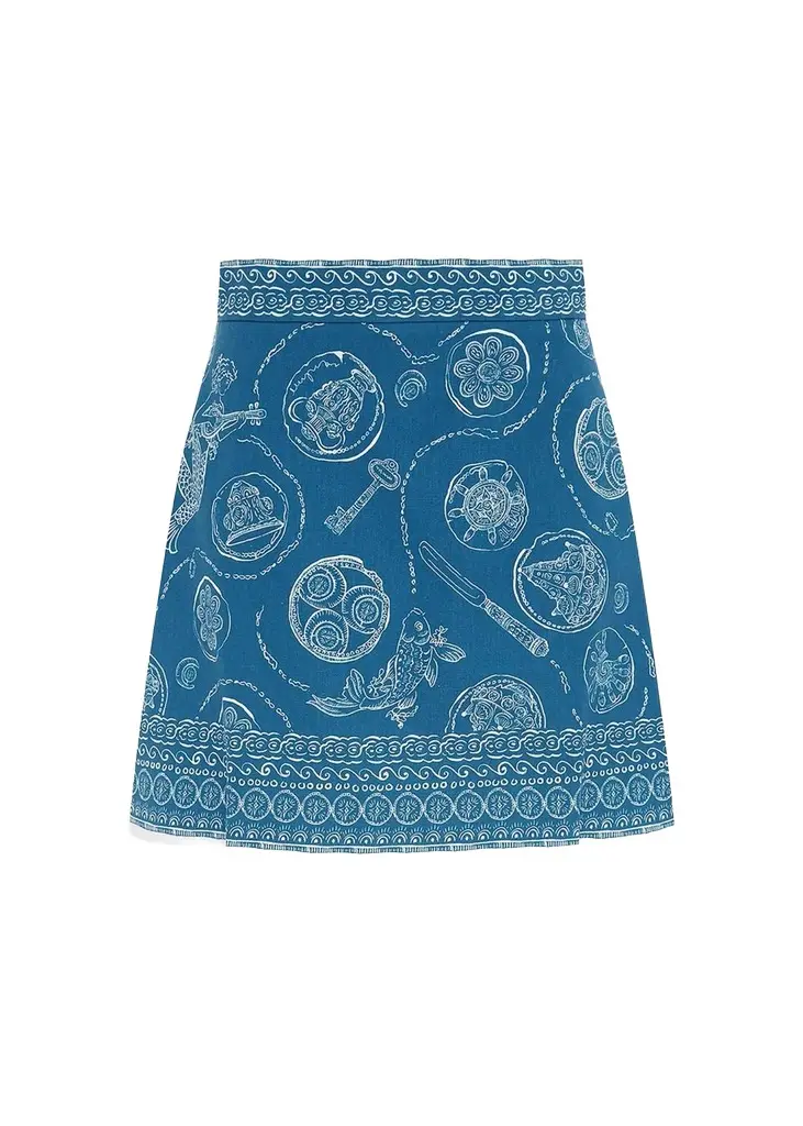 Lucky Printed Linen Mini Skirt Lucky Printed Linen Mini Skirt