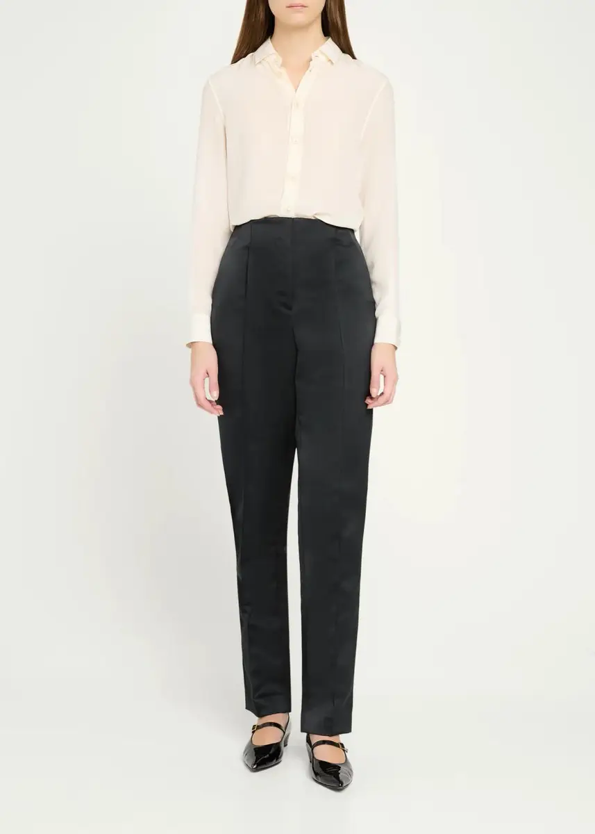 PRABAL GURUNG Carrot Pleated Satin Tapered-Leg Trousers | Thumbnail 2