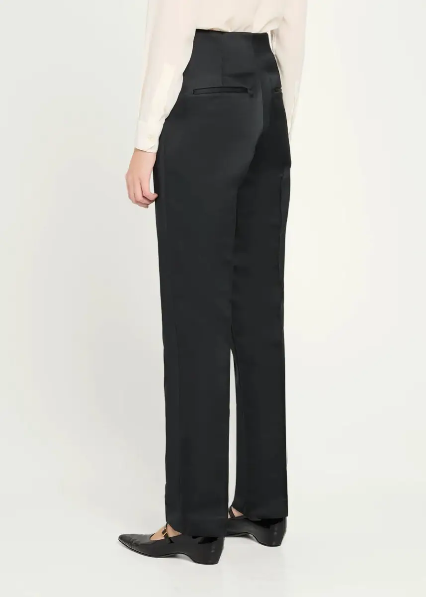 PRABAL GURUNG Carrot Pleated Satin Tapered-Leg Trousers | Thumbnail 3