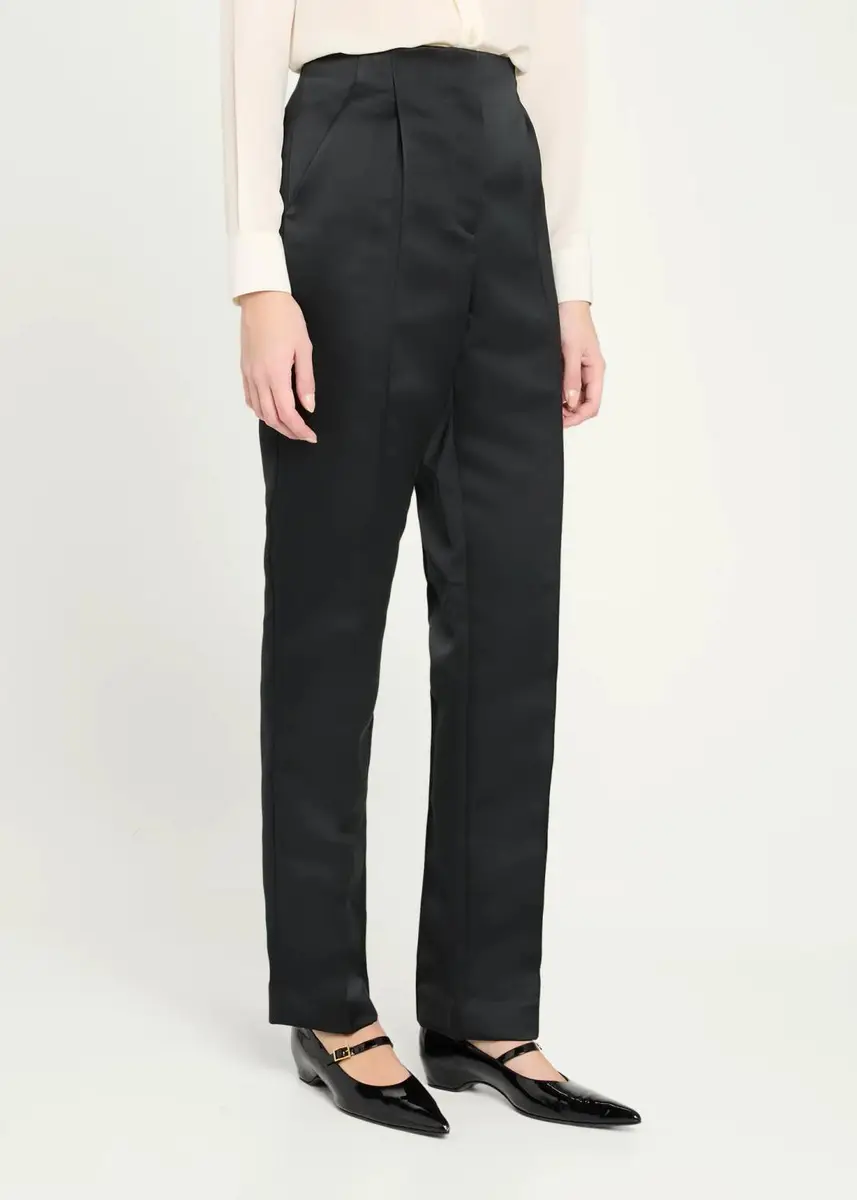 PRABAL GURUNG Carrot Pleated Satin Tapered-Leg Trousers | Thumbnail 4