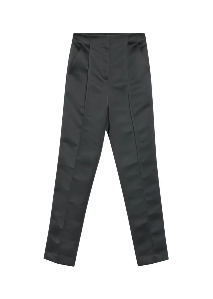 PRABAL GURUNG Carrot Pleated Satin Tapered-Leg Trousers