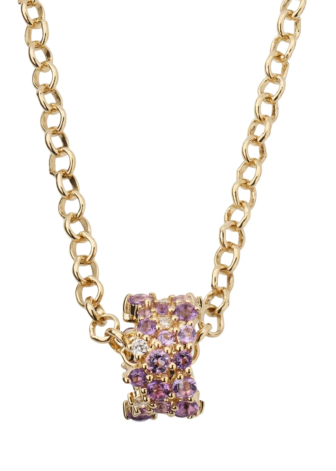 Sydney Evan 14K Diamond and Amethyst Cocktail Necklace