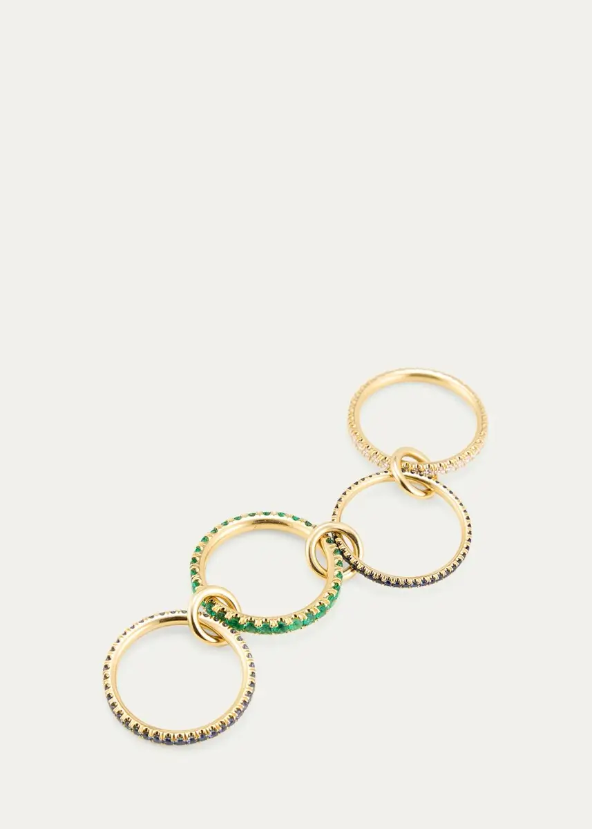Spinelli Kilcollin 18K Custom 4-Band Ring with Diamonds, Emeralds, and Sapphires | Thumbnail 4