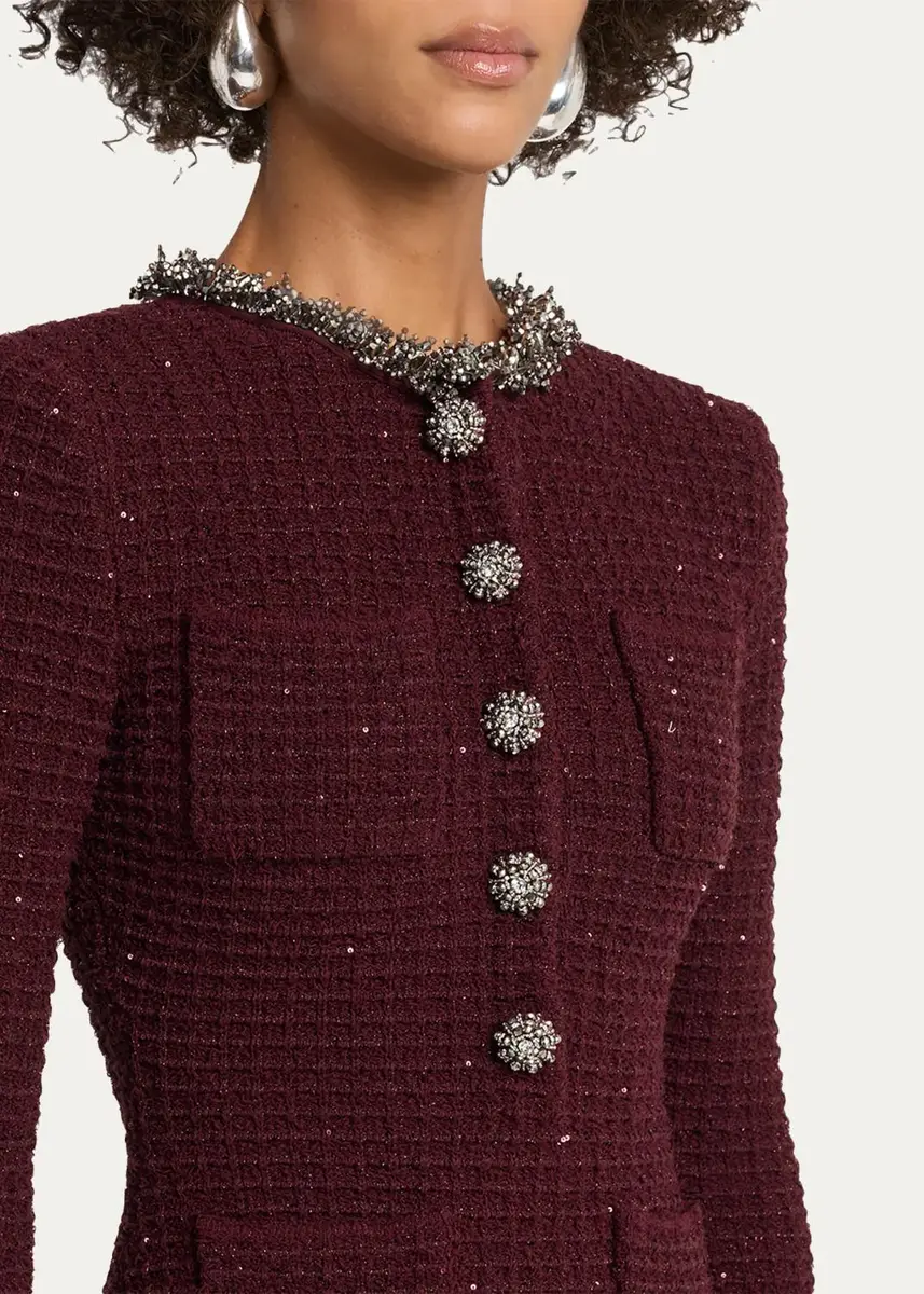 Self-Portrait Metallic Boucle-Knit Mini Dress | Thumbnail 5 Self-Portrait Metallic Boucle-Knit Mini Dress | Thumbnail 5
