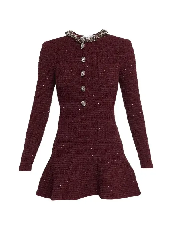 Metallic Boucle-Knit Mini Dress