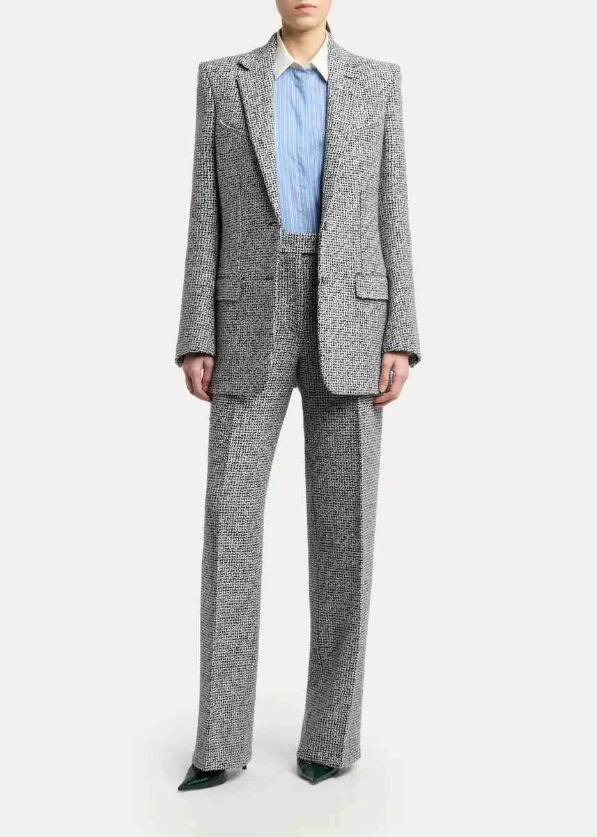 Tom Ford Sequined Broken Chevron Tweed Single-Breasted Western Jacket | Thumbnail 2 Tom Ford Sequined Broken Chevron Tweed Single-Breasted Western Jacket | Thumbnail 2