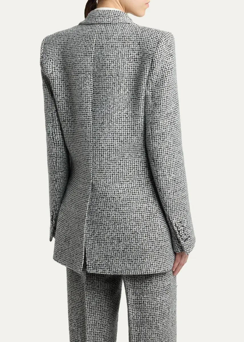 Tom Ford Sequined Broken Chevron Tweed Single-Breasted Western Jacket | Thumbnail 3 Tom Ford Sequined Broken Chevron Tweed Single-Breasted Western Jacket | Thumbnail 3