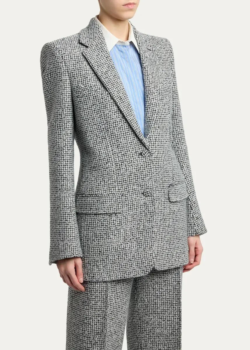 Tom Ford Sequined Broken Chevron Tweed Single-Breasted Western Jacket | Thumbnail 4 Tom Ford Sequined Broken Chevron Tweed Single-Breasted Western Jacket | Thumbnail 4