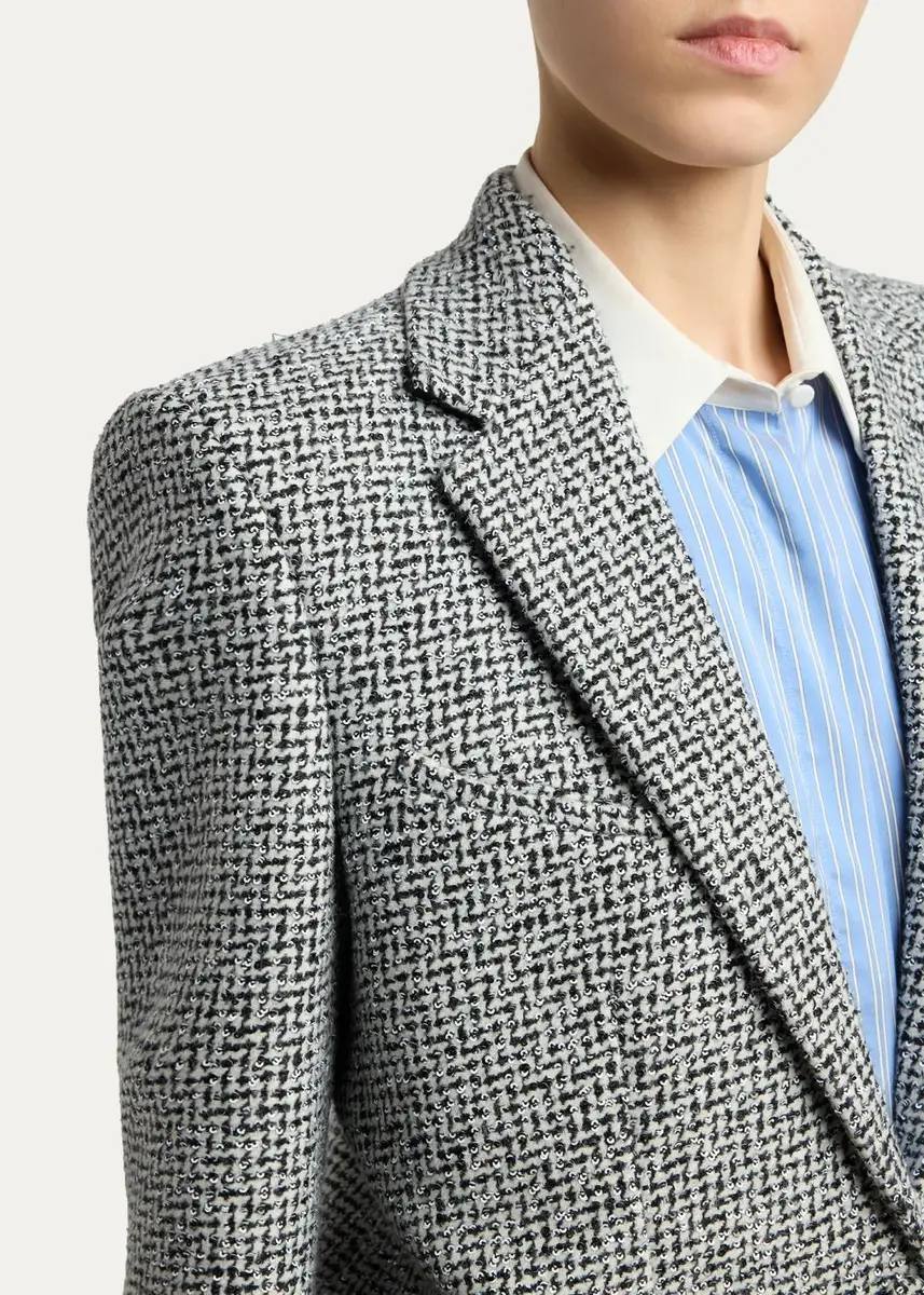 Tom Ford Sequined Broken Chevron Tweed Single-Breasted Western Jacket | Thumbnail 5 Tom Ford Sequined Broken Chevron Tweed Single-Breasted Western Jacket | Thumbnail 5
