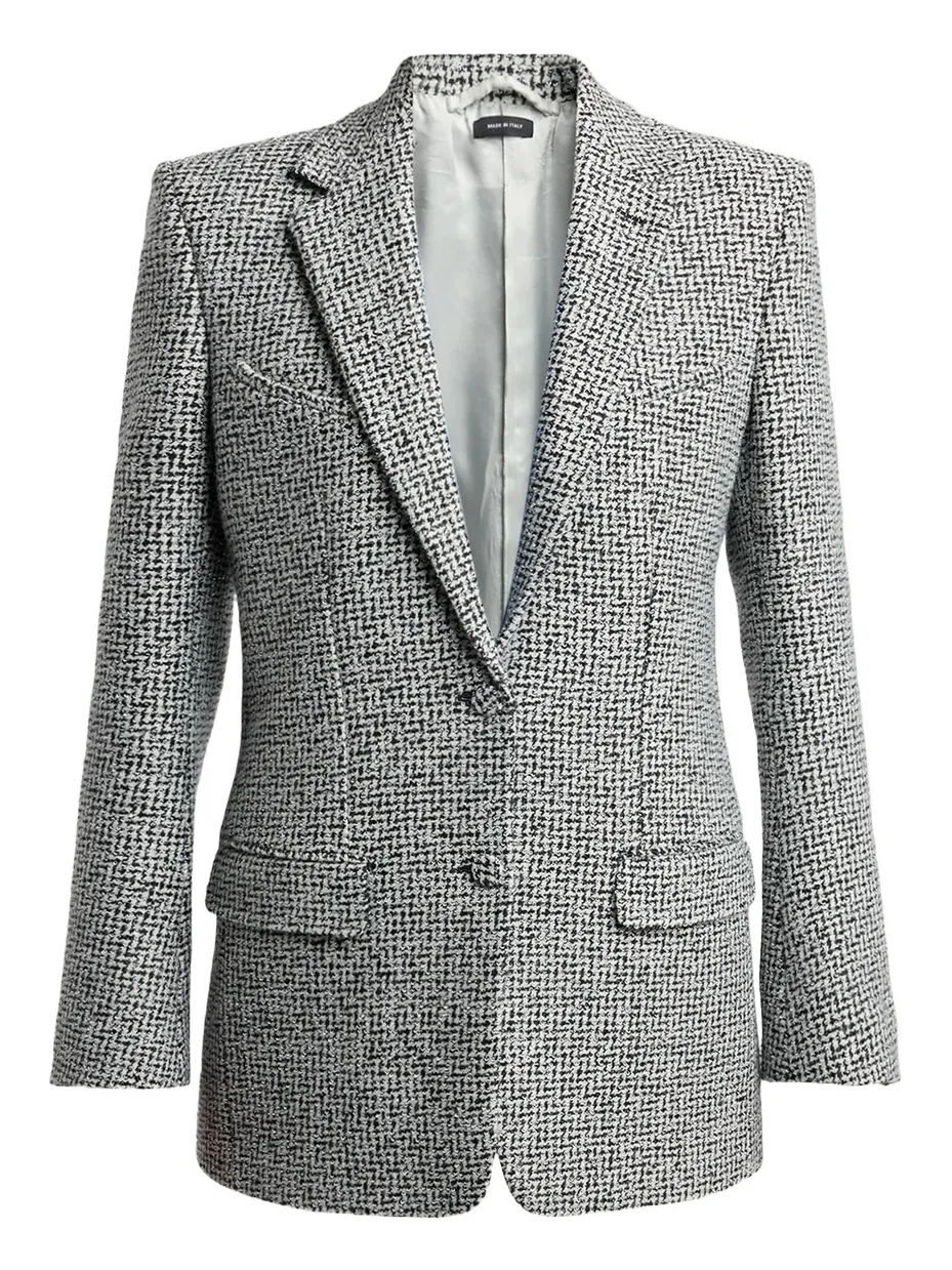 Tom Ford Sequined Broken Chevron Tweed Single-Breasted Western Jacket