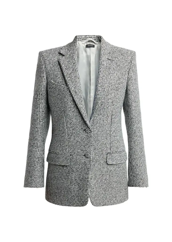 Tom Ford Sequined Broken Chevron Tweed Single-Breasted Western Jacket