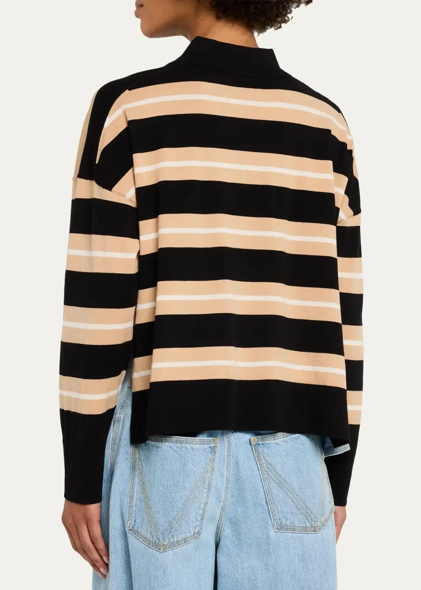 Simkhai Thames Striped Wool-Cashmere Polo Shirt | Thumbnail 3 Simkhai Thames Striped Wool-Cashmere Polo Shirt | Thumbnail 3