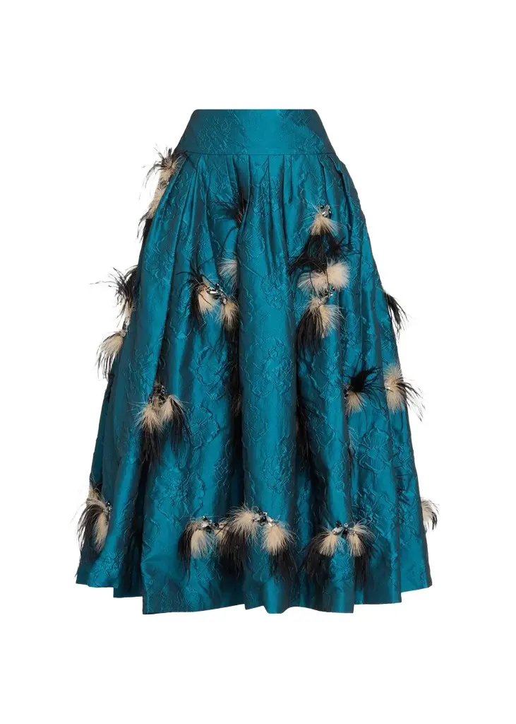 Angelique Embellished Cloque Midi Skirt Angelique Embellished Cloque Midi Skirt