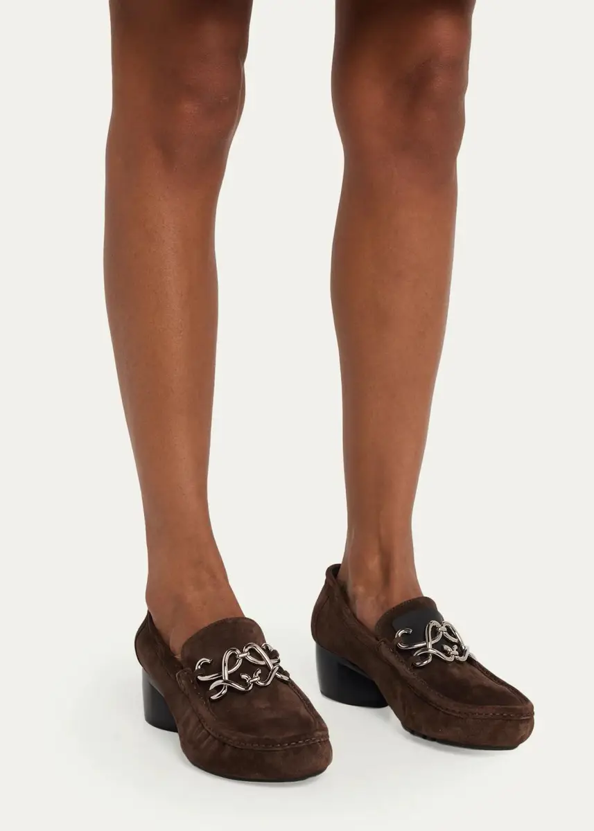 Loewe Oval Double L Suede Loafers | Thumbnail 2