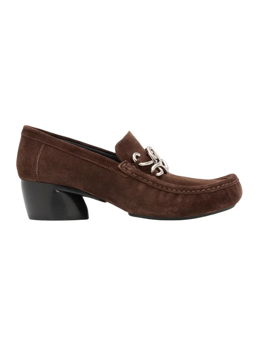 Loewe Oval Double L Suede Loafers