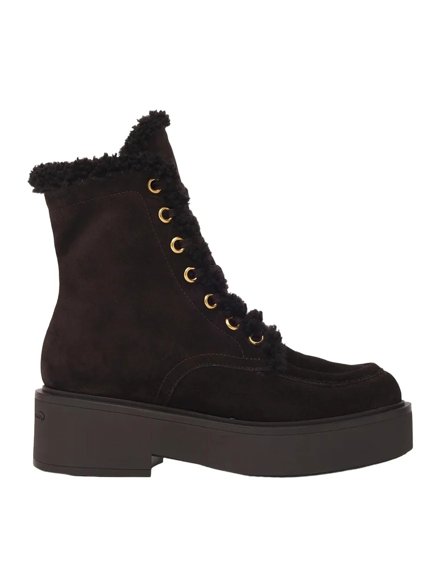 20mm Shearling-Lined Suede Combat Boots