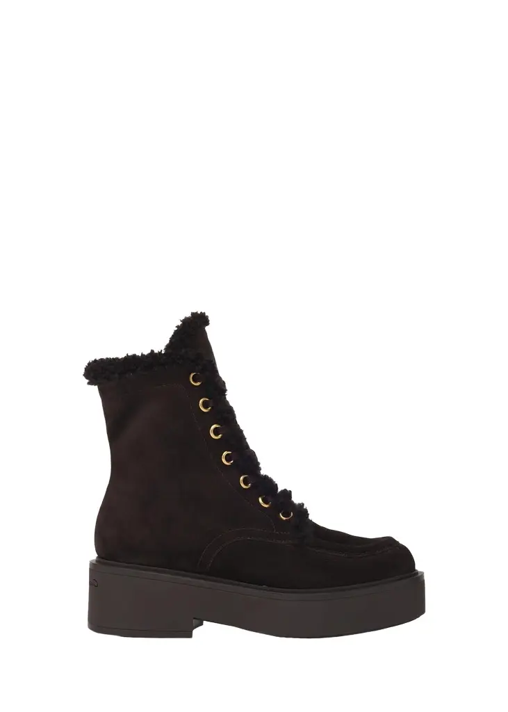 Gianvito Rossi 20mm Shearling-Lined Suede Combat Boots
