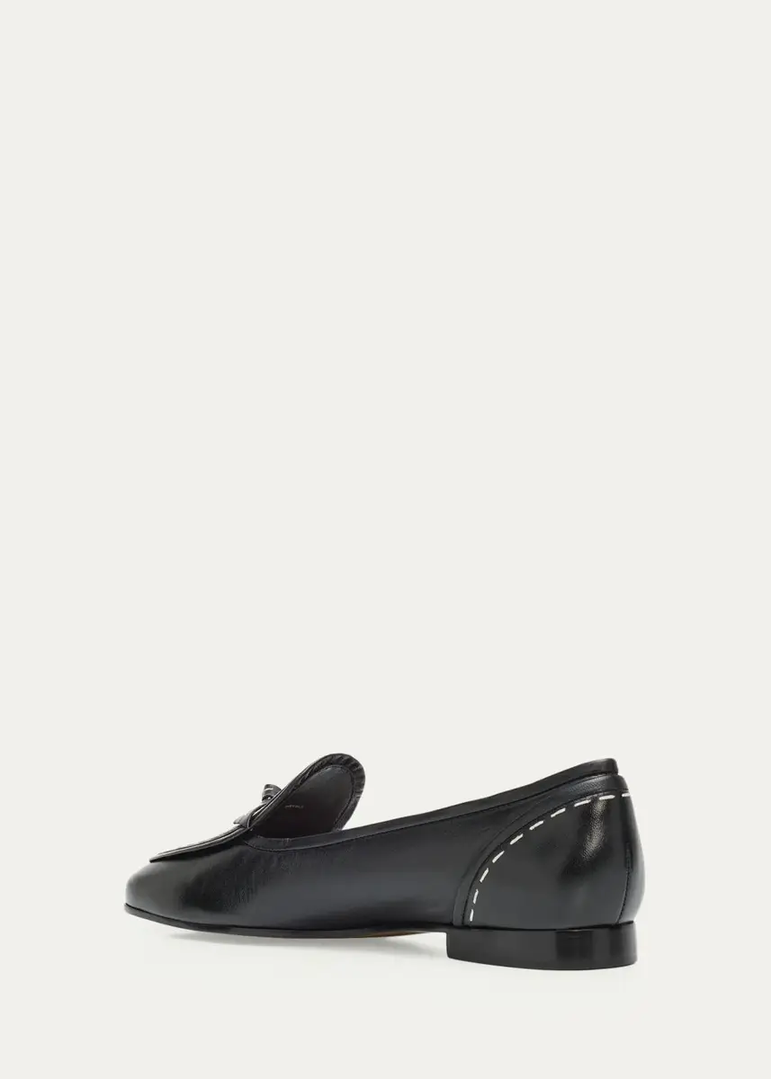 Alexandre Birman Clarita Topstitched Leather Loafers | Thumbnail 3