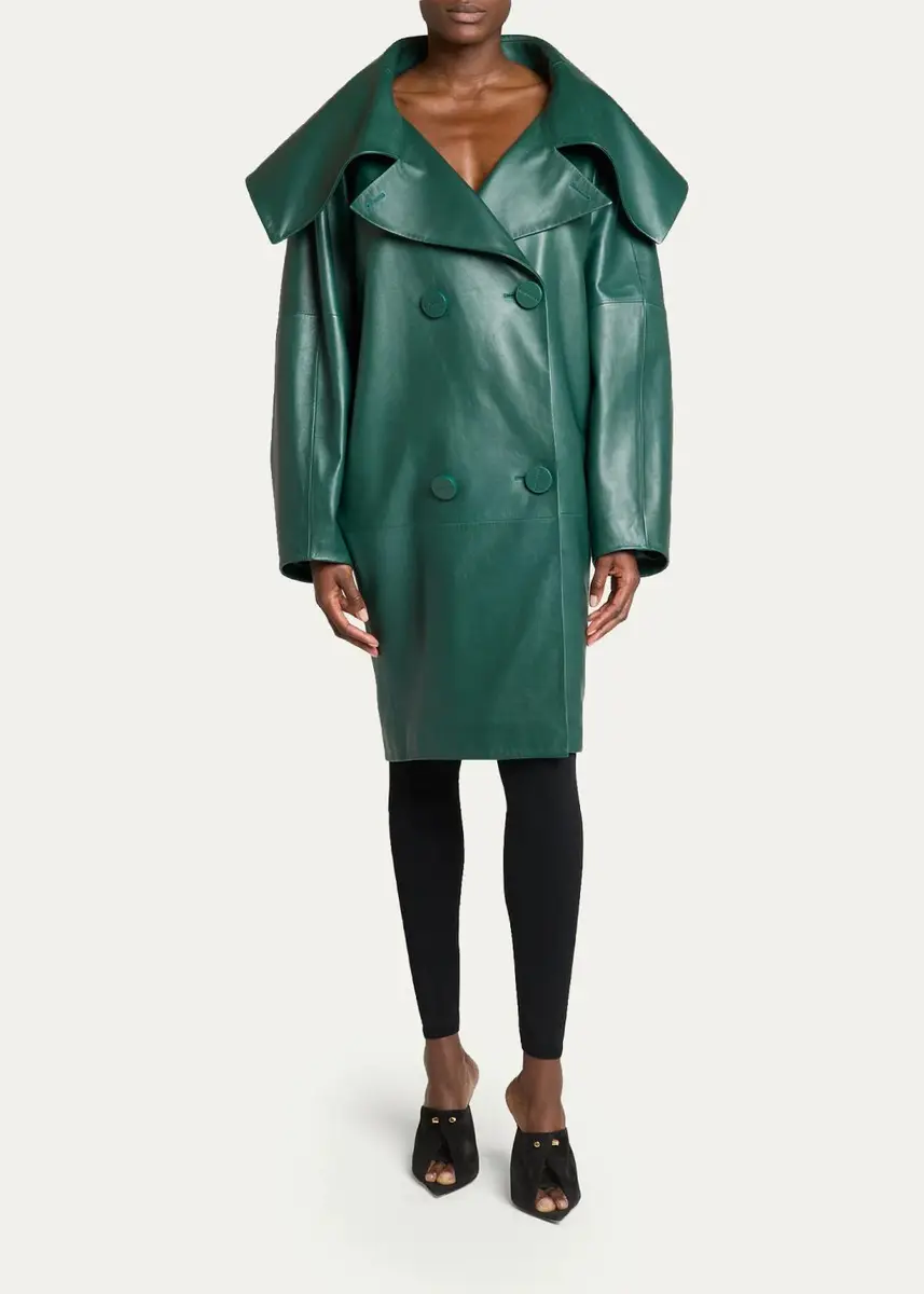Balenciaga Oversized High-Collar Leather Jacket | Thumbnail 2 Balenciaga Oversized High-Collar Leather Jacket | Thumbnail 2