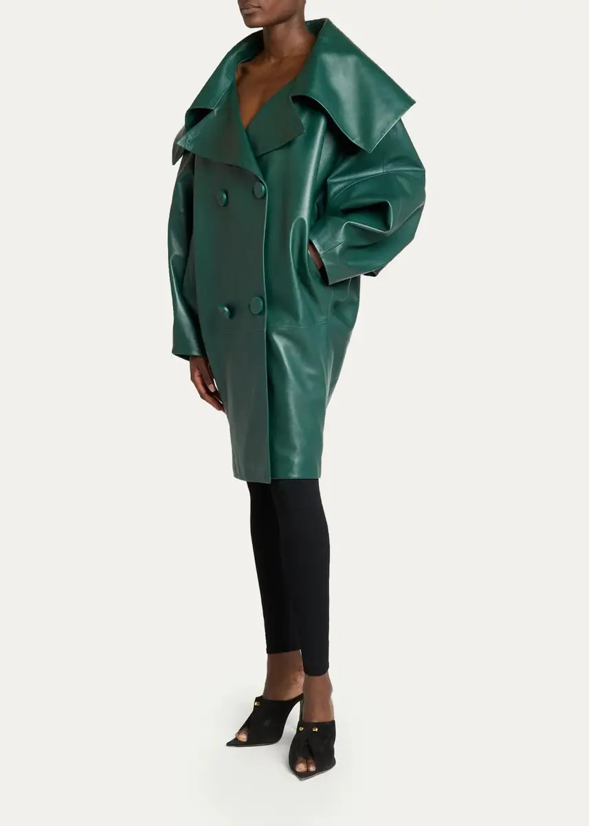 Balenciaga Oversized High-Collar Leather Jacket | Thumbnail 4 Balenciaga Oversized High-Collar Leather Jacket | Thumbnail 4
