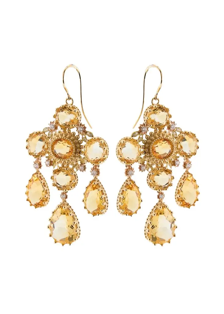 18K Yellow Gold Pierreries Citrine Girandole Earrings 18K Yellow Gold Pierreries Citrine Girandole Earrings