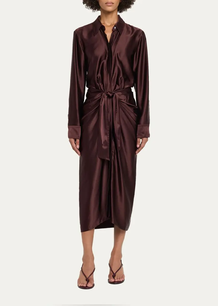A.L.C. Mila Stretch Silk Midi Shirtdress | Thumbnail 2 A.L.C. Mila Stretch Silk Midi Shirtdress | Thumbnail 2