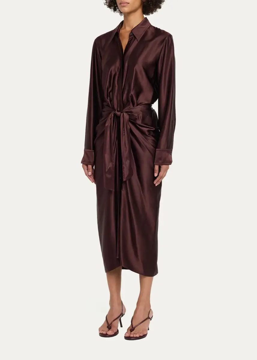 A.L.C. Mila Stretch Silk Midi Shirtdress | Thumbnail 4 A.L.C. Mila Stretch Silk Midi Shirtdress | Thumbnail 4
