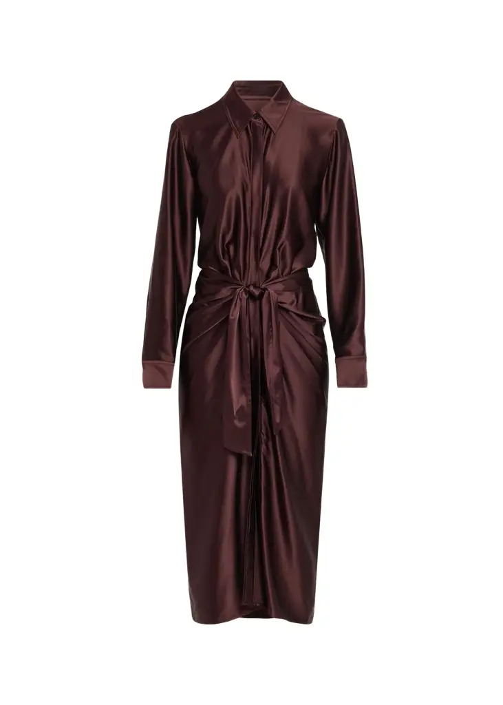 A.L.C. Mila Stretch Silk Midi Shirtdress