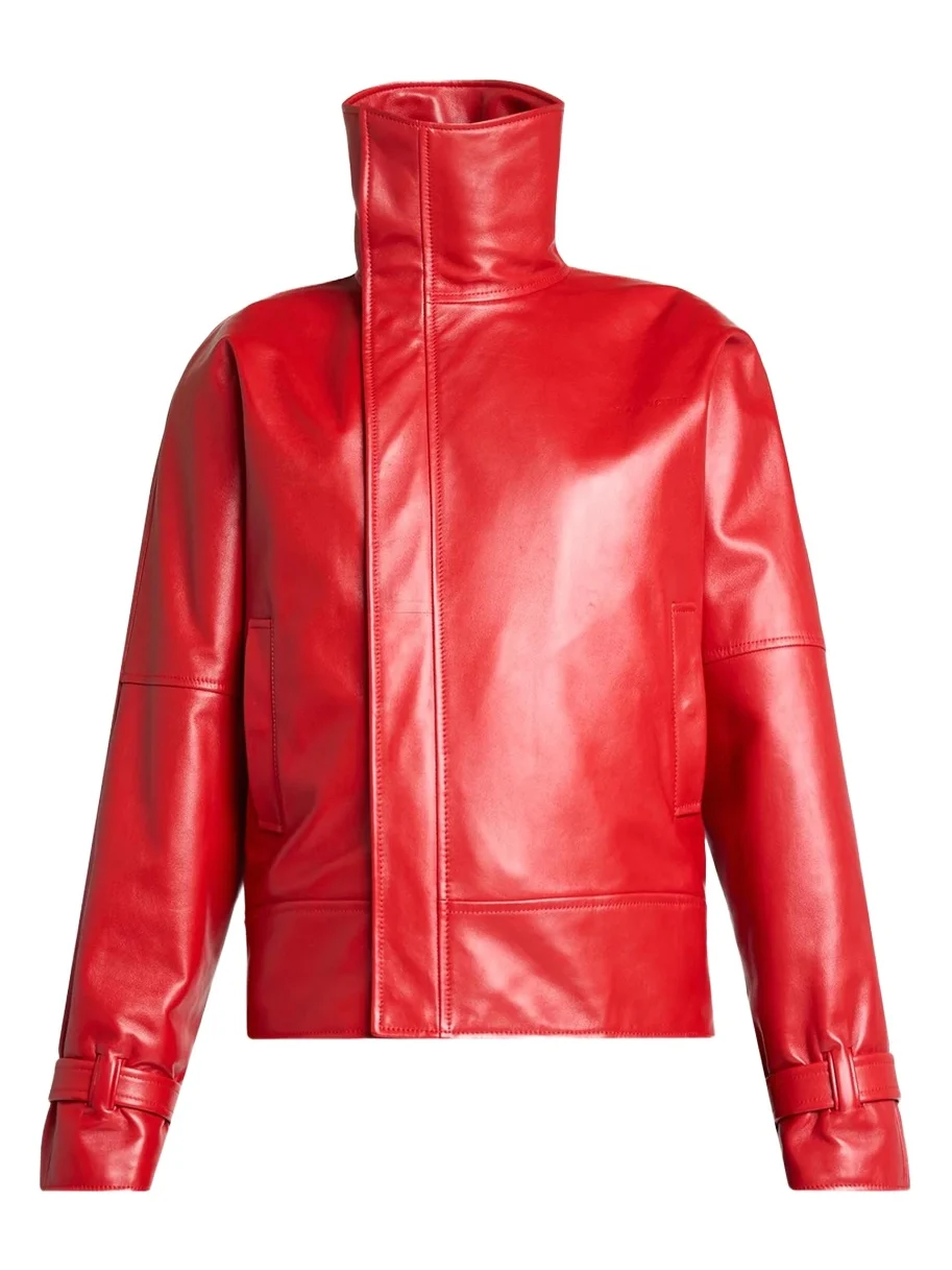 Balenciaga High Collar Leather Jacket