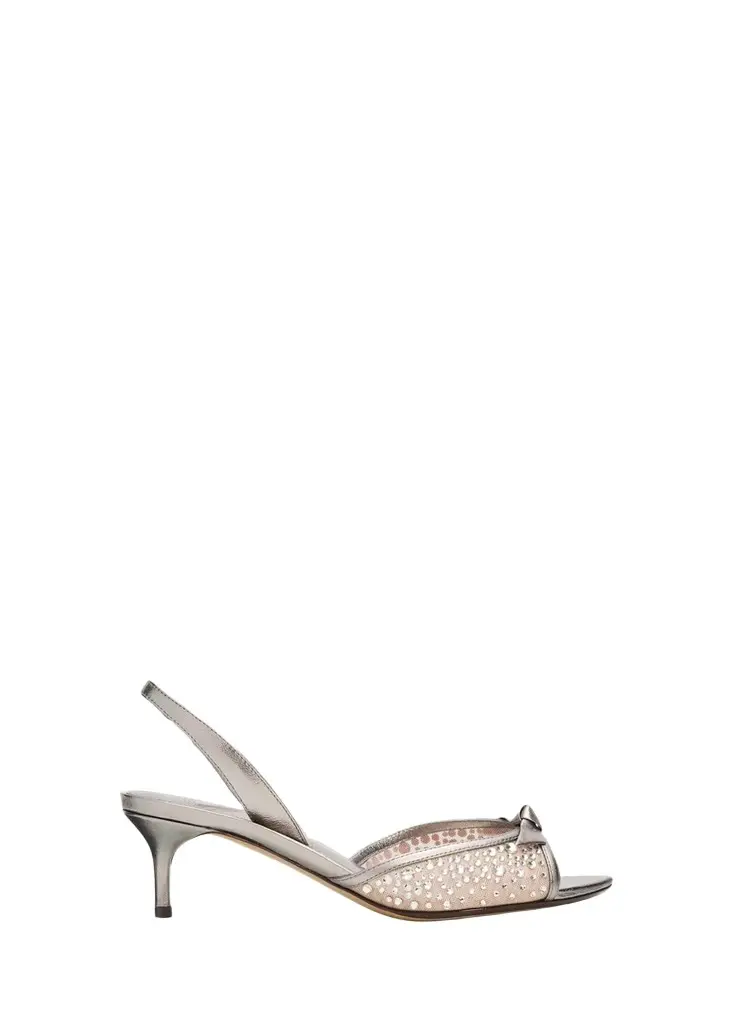Alexandre Birman 50mm Clarita Embellished Mesh and Metallic Leather Sandals