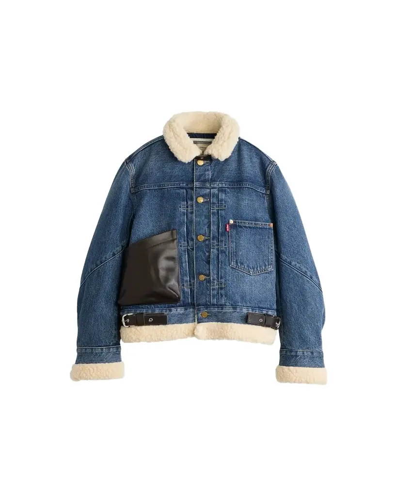 x Levi's Faux Fur And Denim Aviator Jacket