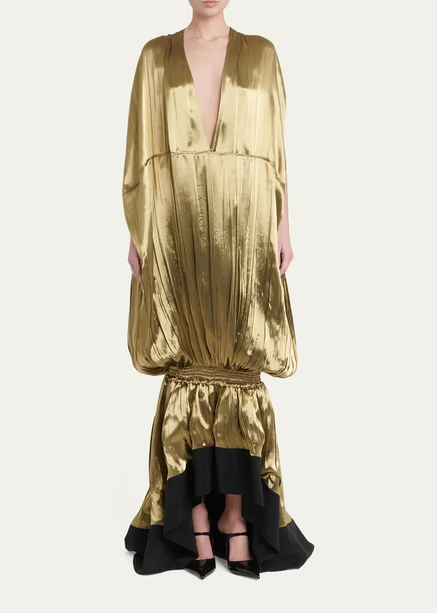 Ferragamo Plunging Fluid Lamé Balloon Mermaid Gown | Thumbnail 2 Ferragamo Plunging Fluid Lamé Balloon Mermaid Gown | Thumbnail 2