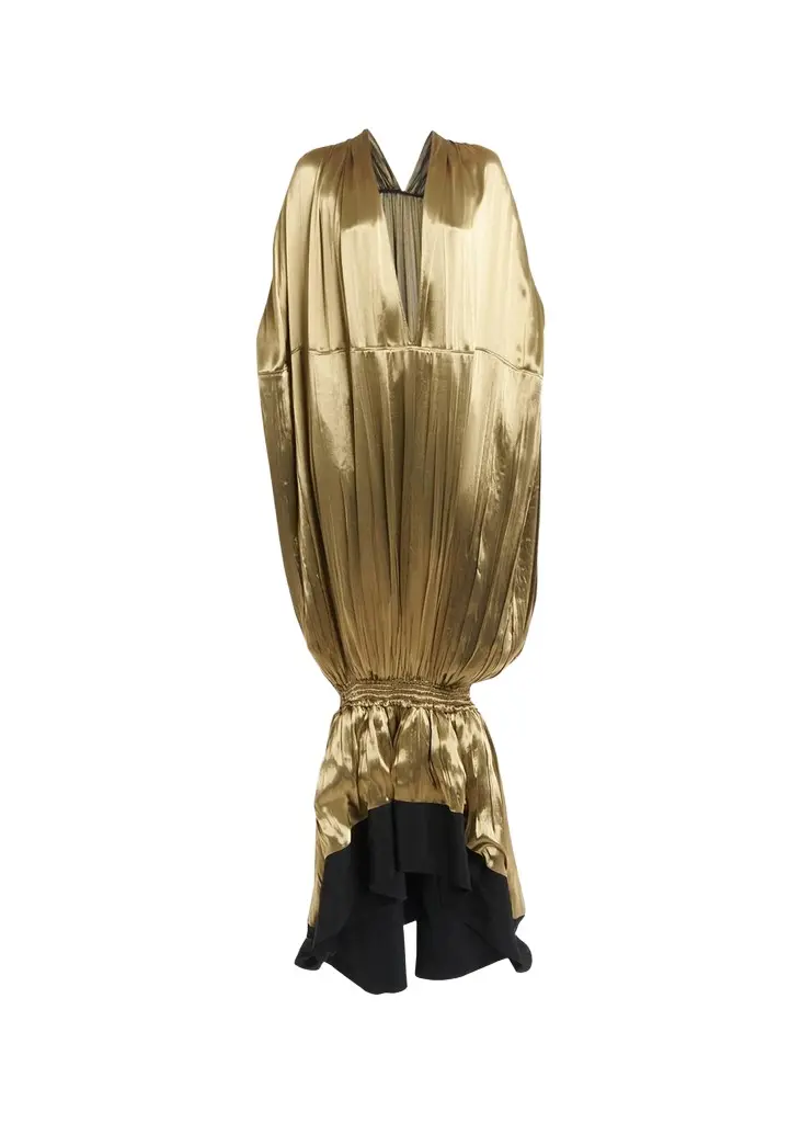 Ferragamo Plunging Fluid Lamé Balloon Mermaid Gown