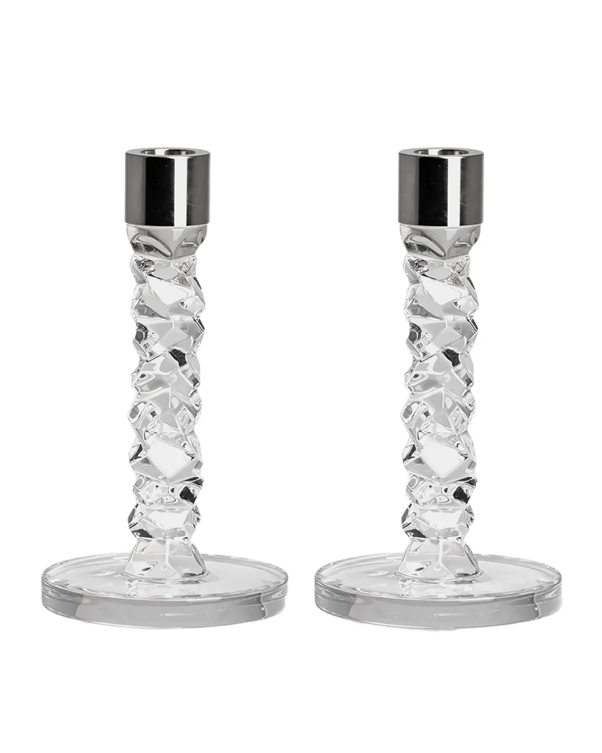 Orrefors Carat 7" Small Candlesticks, Set of 2