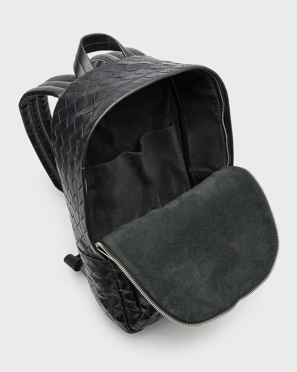 Bottega Veneta Men's Small Intrecciato Leather Backpack | Thumbnail 2 Bottega Veneta Men's Small Intrecciato Leather Backpack | Thumbnail 2