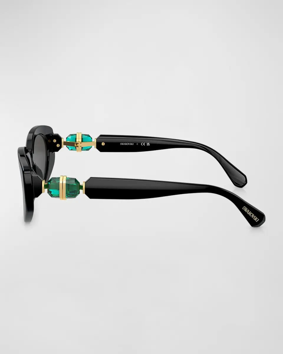 Swarovski Crystal-Embellished Acetate Oval Sunglasses | Thumbnail 2 Swarovski Crystal-Embellished Acetate Oval Sunglasses | Thumbnail 2