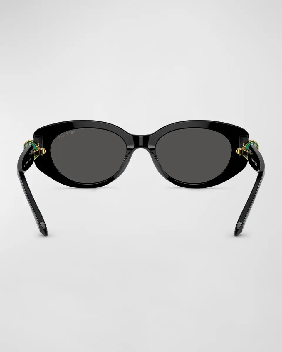 Swarovski Crystal-Embellished Acetate Oval Sunglasses | Thumbnail 4 Swarovski Crystal-Embellished Acetate Oval Sunglasses | Thumbnail 4