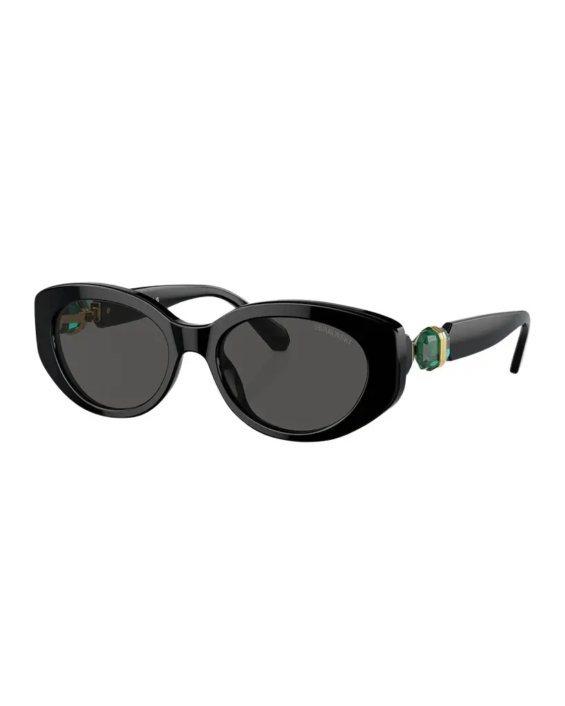 Swarovski Crystal-Embellished Acetate Oval Sunglasses