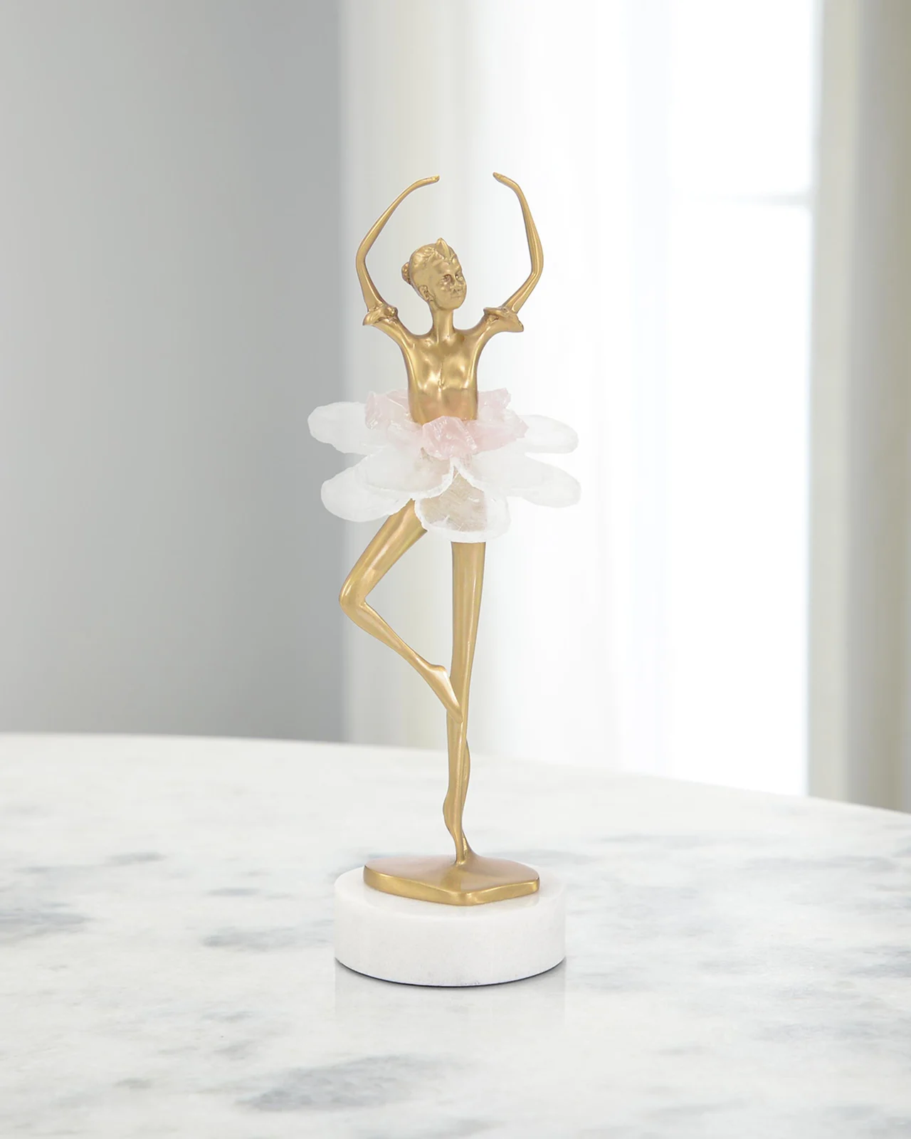 John-Richard Collection Selenite Ballet Sculpture on Marble Base II