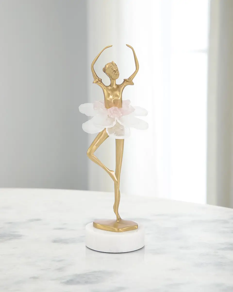 Selenite Ballet Sculpture on Marble Base II Selenite Ballet Sculpture on Marble Base II