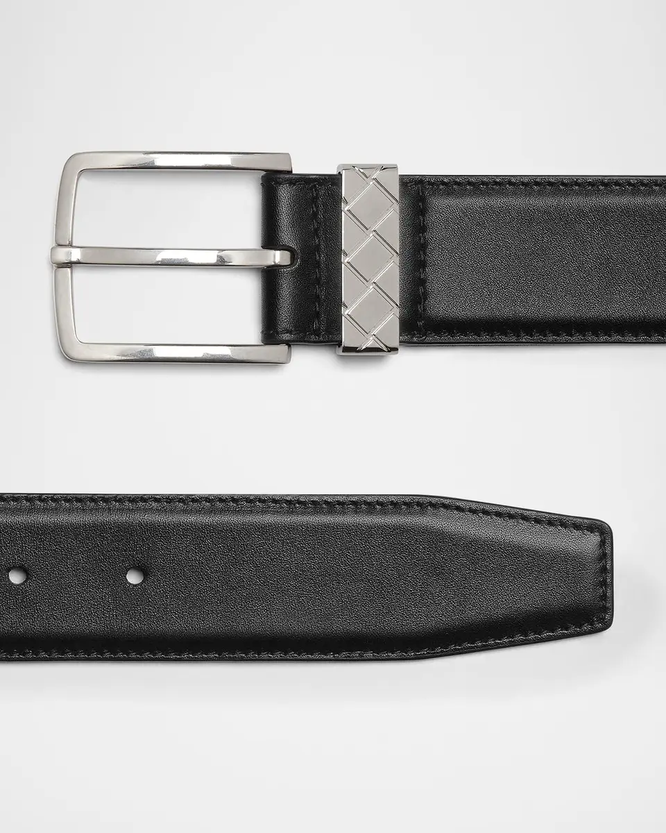 Bottega Veneta Men's Intreccio Leather Belt | Thumbnail 3
