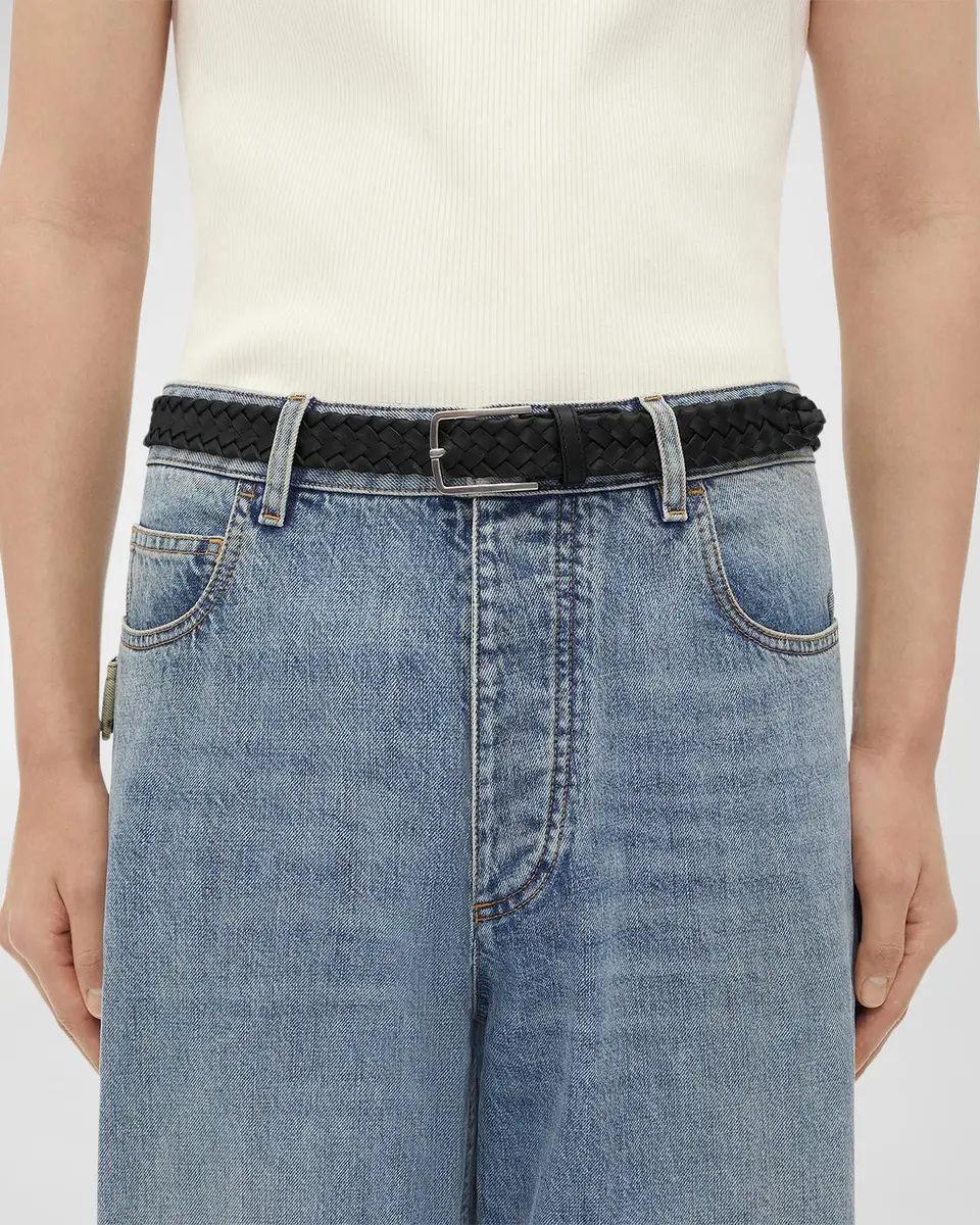 Bottega Veneta Men's Intreccio Leather Belt | Thumbnail 4