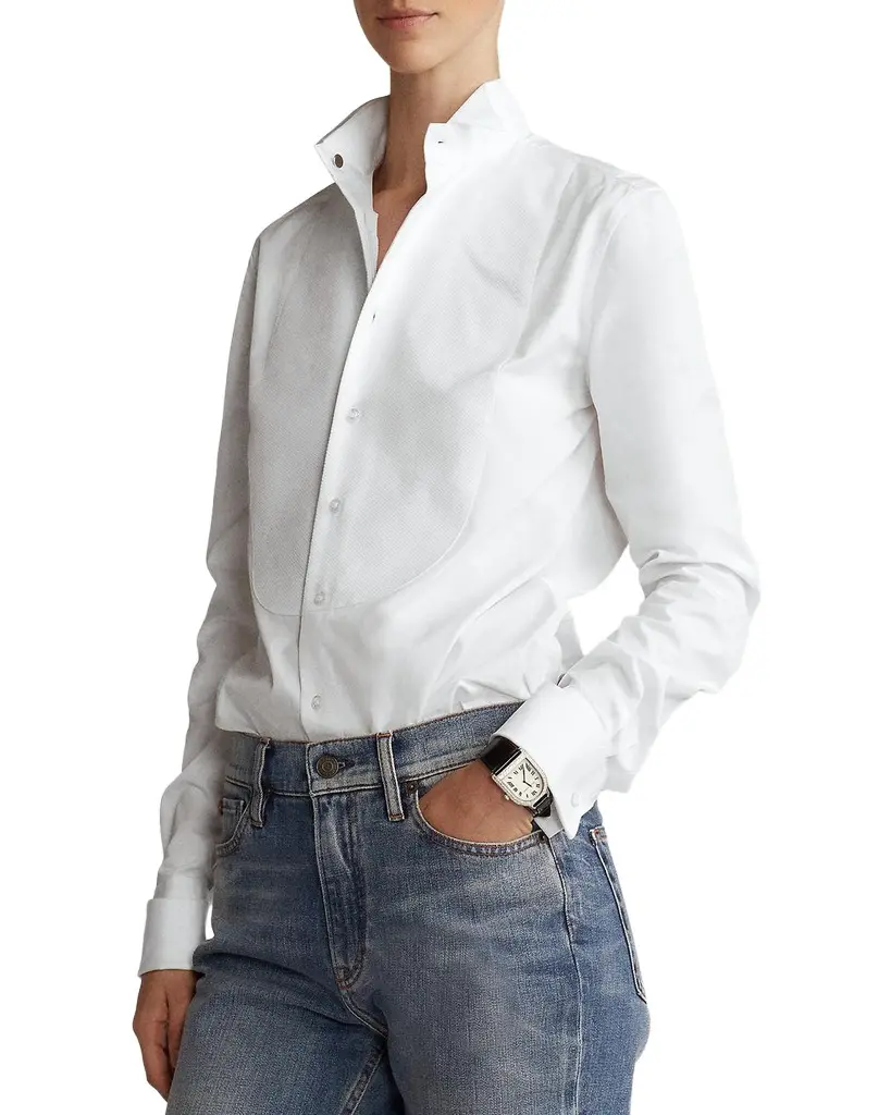 Ralph Lauren Collection Wing-Tip Collar Bib-Front Formal Shirt