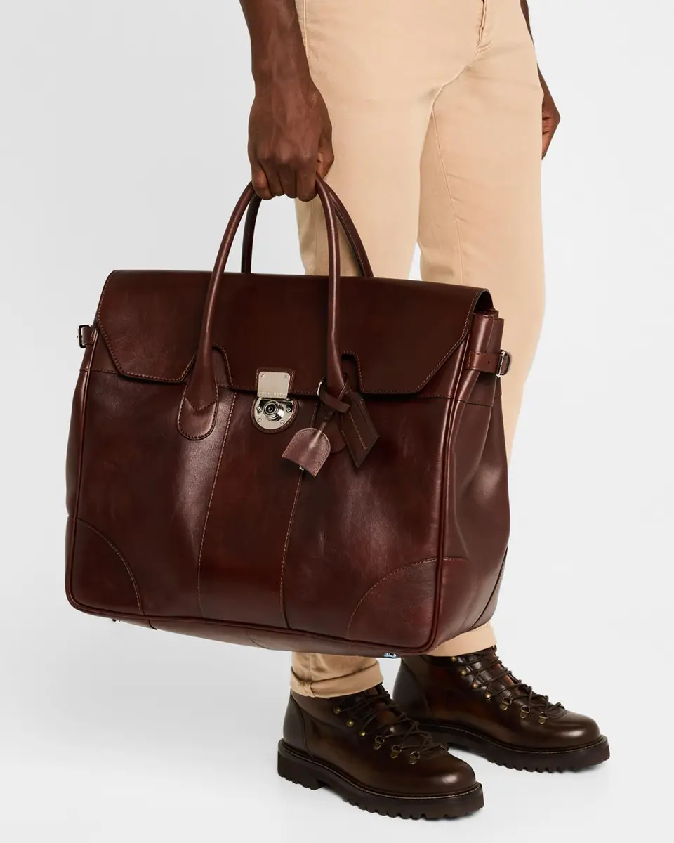 Brunello Cucinelli Men's Leather Travel Bag | Thumbnail 2 Brunello Cucinelli Men's Leather Travel Bag | Thumbnail 2