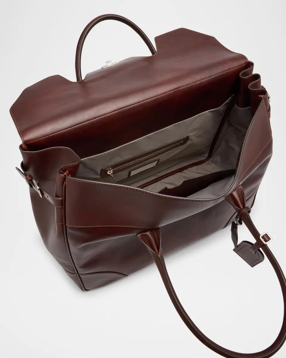Brunello Cucinelli Men's Leather Travel Bag | Thumbnail 4 Brunello Cucinelli Men's Leather Travel Bag | Thumbnail 4